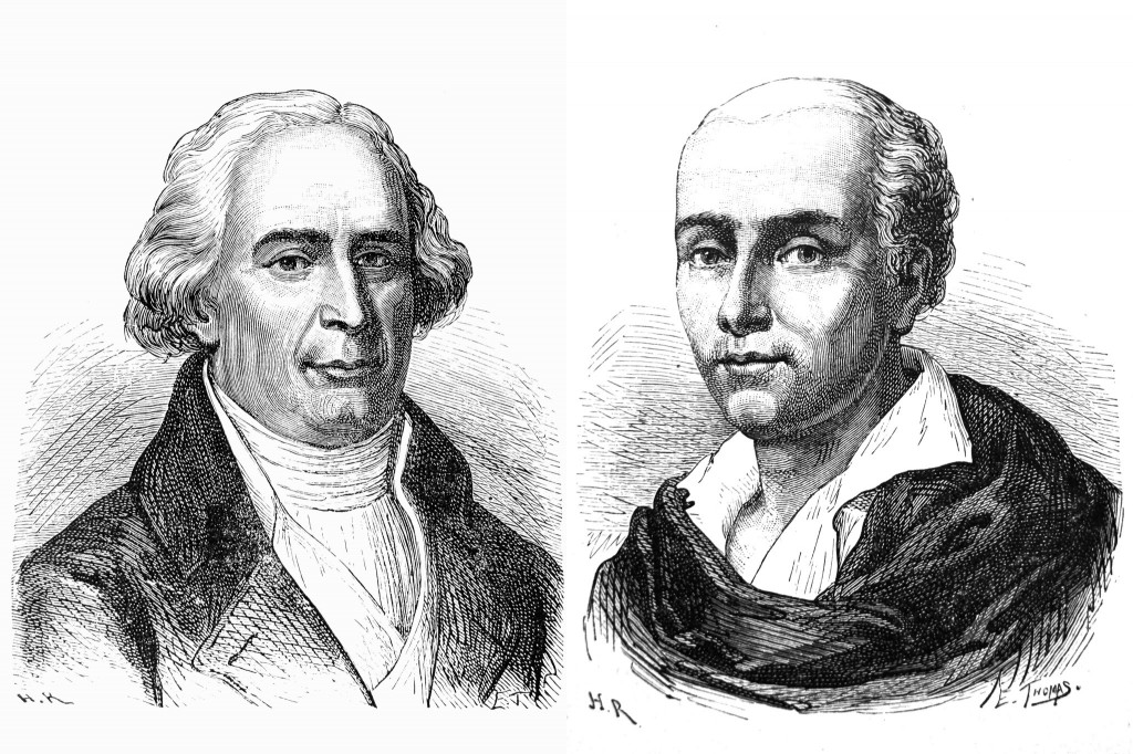 Joseph Michel Montgolfier (J.M., 1740-1810) e Jaques Étienme Montgolfier (J.É, 1745-1799)